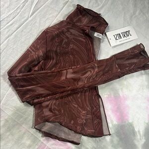 12th Tribe Sheer Swirl Long Sleeve Top - Chocolate